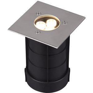 LED Grondspot - Trion Baliyi - Inbouw Vierkant - 3W - Waterdicht IP65 - Warm Wit 3000K - Mat Nikkel - RVS