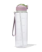 HEMA Sportfles met rietje 1L roze-groen (donkerroze)