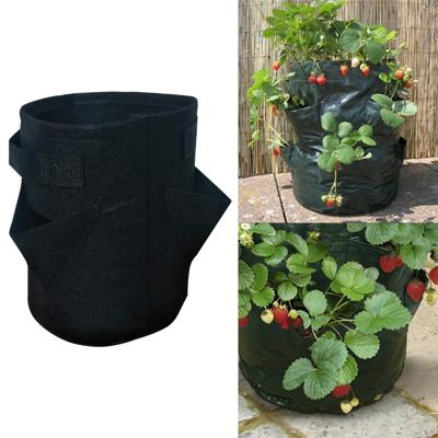 3 zakken 18L/5 gallon niet-geweven vilt aardbei plant tas grootte: 23X28cm (zwart)