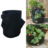 3 zakken 18L/5 gallon niet-geweven vilt aardbei plant tas grootte: 23X28cm (zwart)