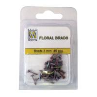 Nellie's Choice • floral glitter brads 3mm. 40stuks/pkg dark brown