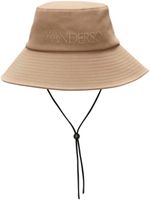 JW Anderson logo-embroidered cotton bucket hat - Tons neutres