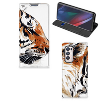 Bookcase OPPO Find X3 Neo Watercolor Tiger