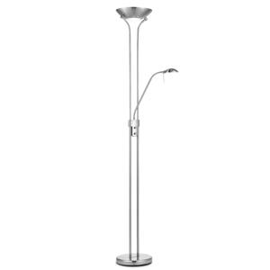 Moderne vloerlamp 50/50/180cm - dimbare staande lamp met flexibele leeslamp - Geborsteld staal - R7s+G9 lichtbron - geschikt voor woonkamer, slaapkamer en thuiskantoor