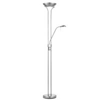 Moderne vloerlamp 50/50/180cm - dimbare staande lamp met flexibele leeslamp - Geborsteld staal - R7s+G9 lichtbron - geschikt voor woonkamer, slaapkamer en thuiskantoor