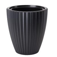 Form Plastic Plantenpot/bloempot Mika - kunststof - antraciet - D30 x H32 cm - met binnenpot