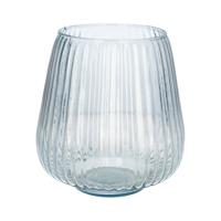 Bloemenvaas Amar - helder transparant glas - D17,5 x H19 cm - decoratieve vaas - bloemen/takken - Vazen