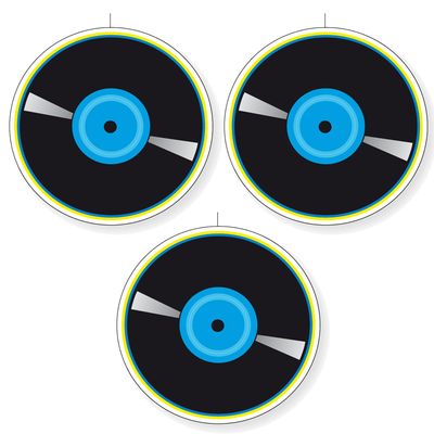 3x stuks Seventies eighties disco thema LP/vinylplaat decoratie blauw 28 cm