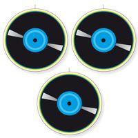 3x stuks Seventies eighties disco thema LP/vinylplaat decoratie blauw 28 cm - thumbnail