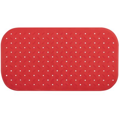 Douche/bad anti-slip mat badkamer - rubber - rood - 36 x 65 cm - rechthoek
