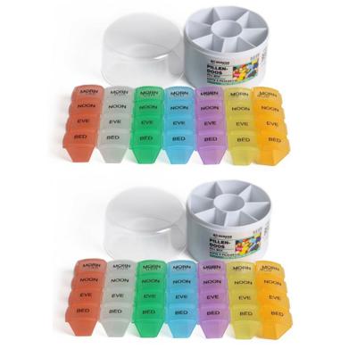 Benson Pillendoosje - 2x stuks - 28 vakjes - gekleurd - medicijnen doos