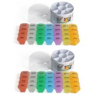 Benson Pillendoosje - 2x stuks - 28 vakjes - gekleurd - medicijnen doos