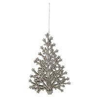 Decoris kerstboom hangers - champagne glitters - 15 cm - kerst ornamenten - Kunststof