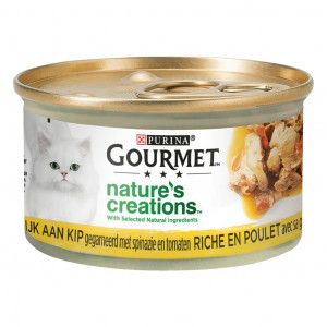 Purina Gourmet Nature's Creations met kip, spinazie, tomaat natvoer kat (24x85 g) 48 x 85 g