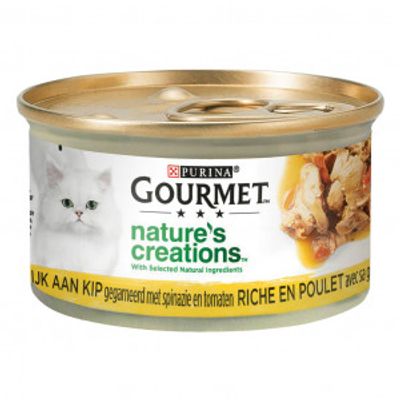 Purina Gourmet Nature&apos;s Creations met kip, spinazie, tomaat natvoer kat (24x85 g) 24 x 85 g