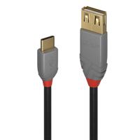 LINDY USB-kabel USB 2.0 USB-C stekker, USB-A bus 0.15 m Zwart 36897 - thumbnail