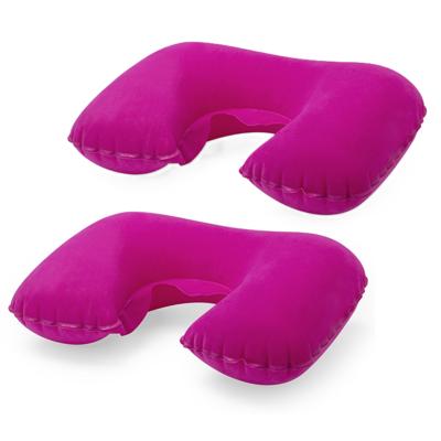 Nekkussen - 2x - Opblaasbaar - Roze - 43 x 26,5 cm - Auto, Trein of Vliegtuig - Reiskussen