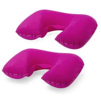 Nekkussen - 2x - Opblaasbaar - Roze - 43 x 26,5 cm - Auto, Trein of Vliegtuig - Reiskussen
