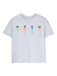 MSGM Kids t-shirt en coton à logo imprimé - Gris