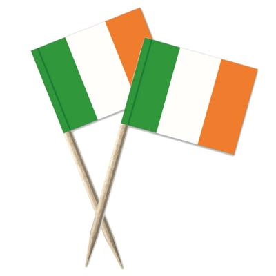 Cocktailprikkers vlag Ierland - 100x stuks - 8 cm vlaggetjes - Ierse landen decoratie - Prikkertjes
