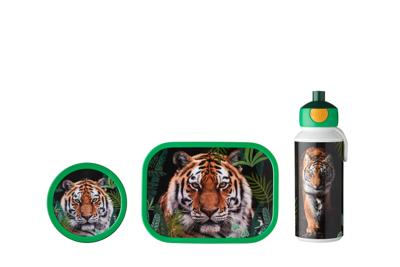 3-delige Mepal lunchset campus wild tiger lunchbox + fruitbox + drinkfles pop-up