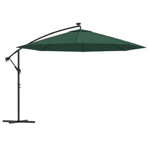 vidaXL Zweefparasol met LED-verlichting en metalen paal 350 cm groen