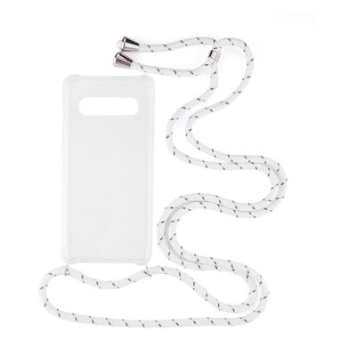 Shop4 - Samsung Galaxy S10 Hoesje - Zachte Back Case met Koord Multi Wit