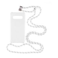 Shop4 - Samsung Galaxy S10 Hoesje - Zachte Back Case met Koord Multi Wit - thumbnail