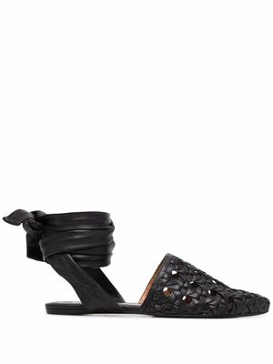 Tory Burch sandales en cuir à design tressé - Noir