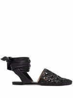 Tory Burch sandales en cuir à design tressé - Noir