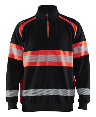 Blåkläder High-Vis Sweater 35531158 | Zwart/High-Vis Rood | Maat 4XL - 7330509830864