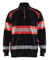 Blåkläder High-Vis Sweater 35531158 | Zwart/High-Vis Rood | Maat XS - 7330509830918