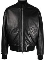 Low Brand veste bomber en cuir à fermeture zippée - Noir