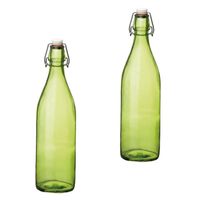 Set van 2 groene giara flessen met beugeldop
