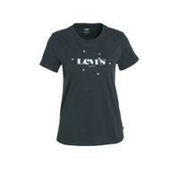 Levi's T-shirt THE PERFECT TEE met logo en glitters antraciet/zilver - thumbnail