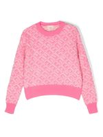 Elisabetta Franchi La Mia Bambina pull monogrammé à col rond - Rose