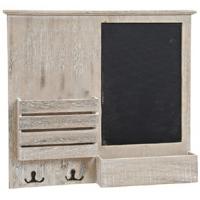 Memobord krijtbord met 2 sleutel ophanghaakjes - hout - 52 x 47 cm - sleutelkastje