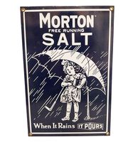 Morton Salt Emaille Bord Door Ande Rooney - 30,5 x 20,5 cm - 1990&apos;s Origineel - thumbnail