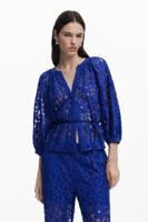 Geperforeerde blouse - BLUE - L Geperforeerde blouse - BLUE - L