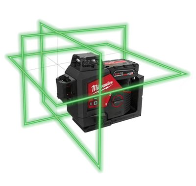 Milwaukee M12 3PL-401C Kruislijnlaser | met 3 groene 360° laser cirkels | 12V | 4.0Ah | Li-Ion - 4933478102