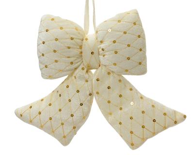 Strik polyester fluweel ivoor 37 cm