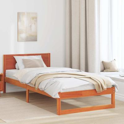 Bedframe met Hoofdeinde Wasbruin 75x190 cm Massief Vurenhout