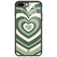 iPhone 8 Plus/7 Plus glazen hardcase - Hart swirl groen iPhone 8 Plus/7 Plus glazen hardcase - Hart swirl groen