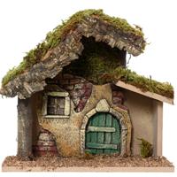 Decoris Lege kerststal ? 23 x 11 x 21 cm ? hout/mos ? zonder beelden - kerststalletjes