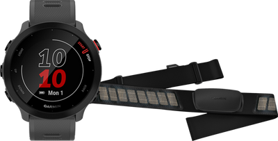 Garmin Forerunner 55 Grijs + Garmin HRM-DUAL Hartslagmeter Borstband Zwart Garmin Forerunner 55 Grijs + Garmin HRM-DUAL Hartslagmeter Borstband Zwart