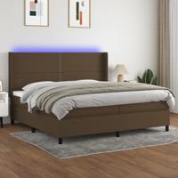 Boxspring met matras en LED stof donkerbruin 200x200 cm