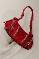 Middelgrote tas van leer met ritsen studio - RED - U
