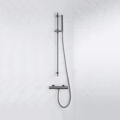 Fortifura Calvi douchekraan met glijstangset met staafhanddouche, metalen doucheslang Geborsteld Gunmetal PVD (antraciet) SW767491/SW766537/SW706207/SW767285