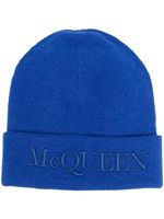 Alexander McQueen bonnet en maille à logo brodé - Bleu - thumbnail