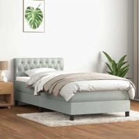 Boxspring met matras fluweel lichtgrijs 80x220 cm